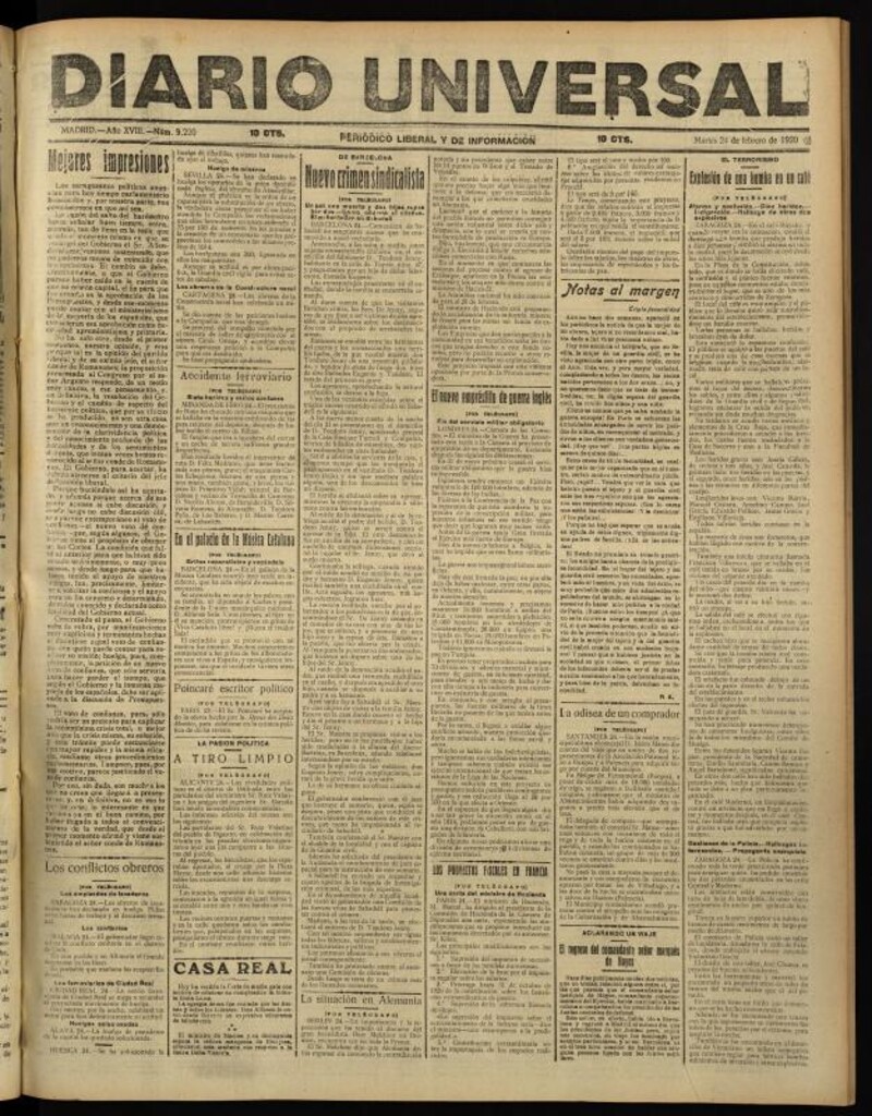 Miniatura de Diario Universal del 24 de febrero de 1920
