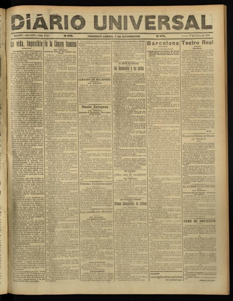 Miniatura de Diario Universal del 27 de febrero de 1920