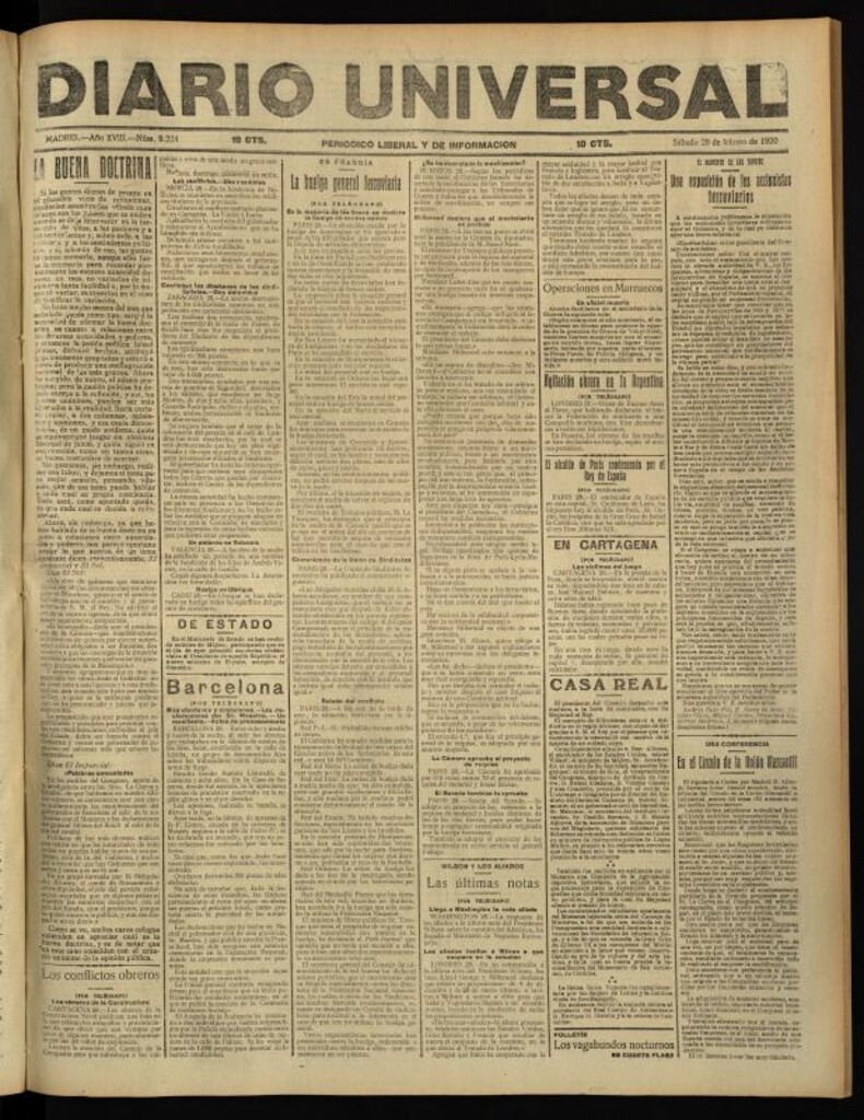 Miniatura de Diario Universal del 28 de febrero de 1920
