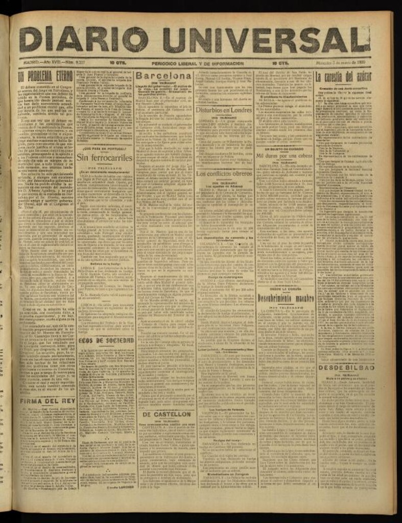 Miniatura de Diario Universal del 3 de marzo de 1920