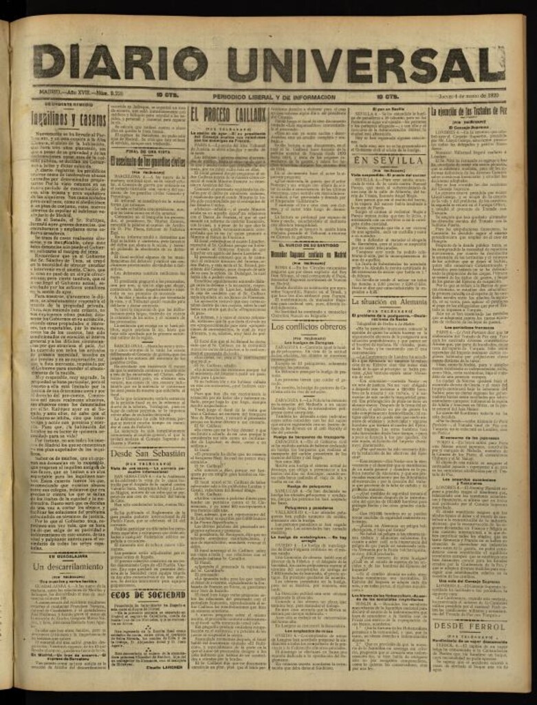 Miniatura de Diario Universal del 4 de marzo de 1920