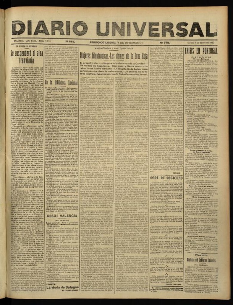 Miniatura de Diario Universal del 6 de marzo de 1920