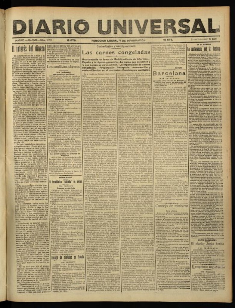 Miniatura de Diario Universal del 8 de marzo de 1920