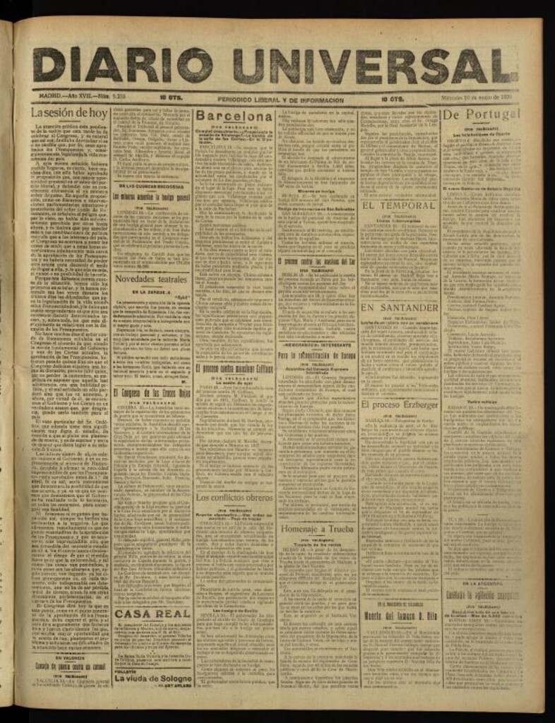 Miniatura de Diario Universal del 10 de marzo de 1920