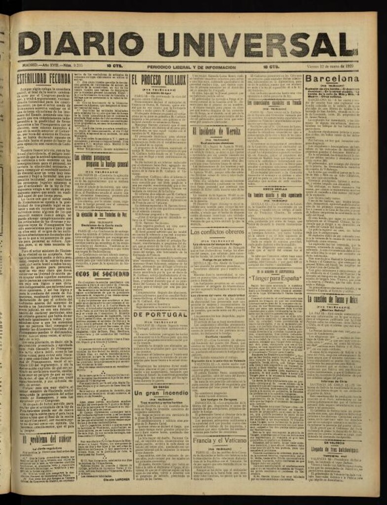 Miniatura de Diario Universal del 12 de marzo de 1920