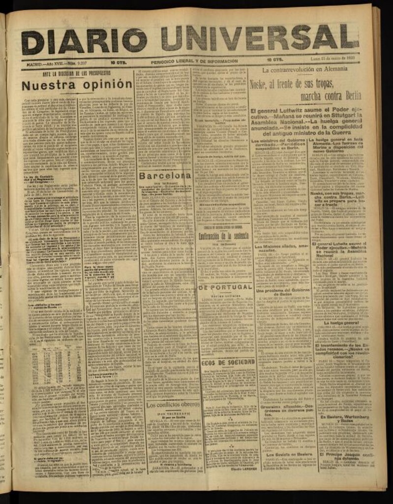 Miniatura de Diario Universal del 15 de marzo de 1920