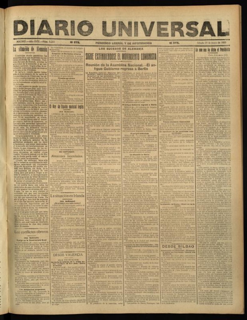 Miniatura de Diario Universal del 20 de marzo de 1920