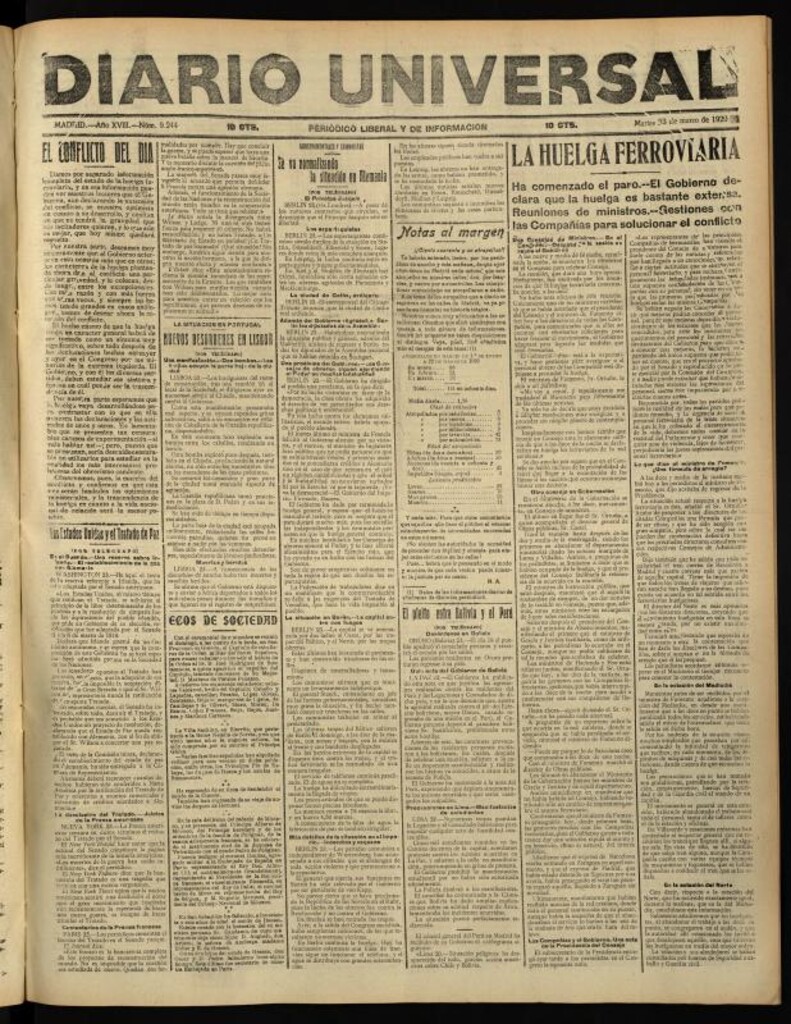 Miniatura de Diario Universal del 23 de marzo de 1920