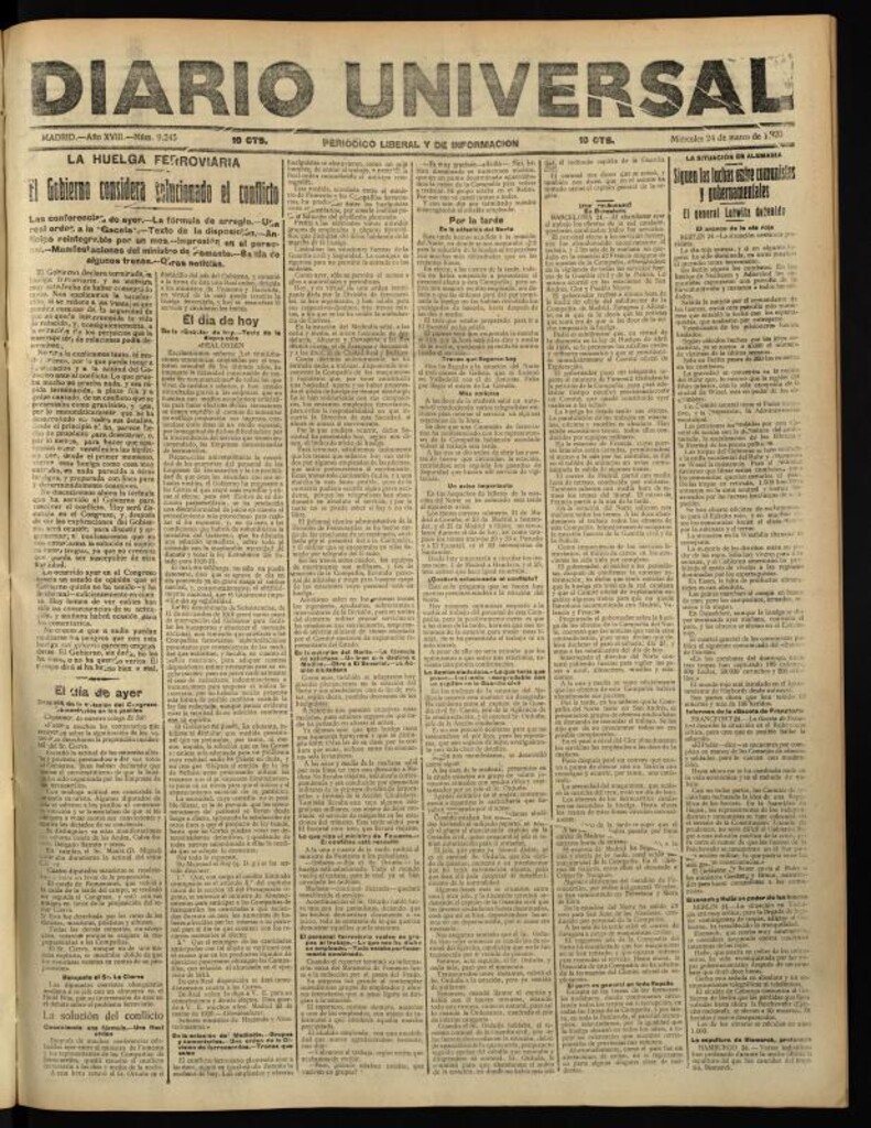 Miniatura de Diario Universal del 24 de marzo de 1920