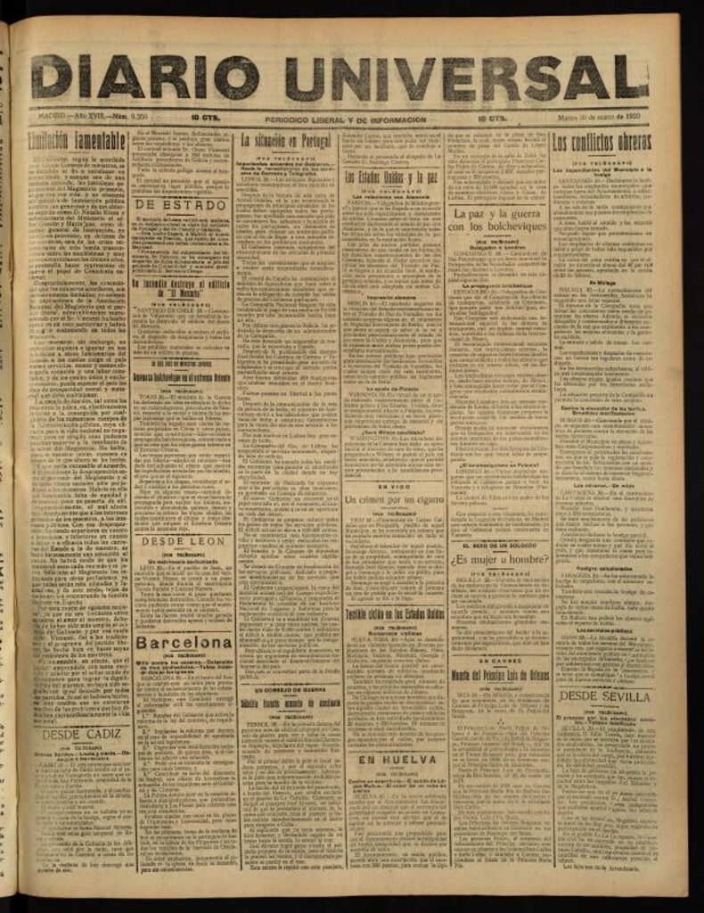 Miniatura de Diario Universal del 30 de marzo de 1920
