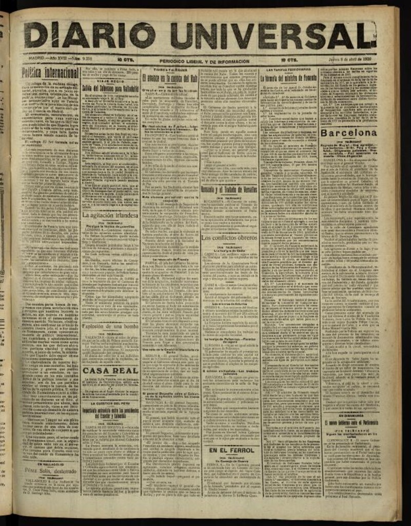 Miniatura de Diario Universal del 8 de abril de 1920