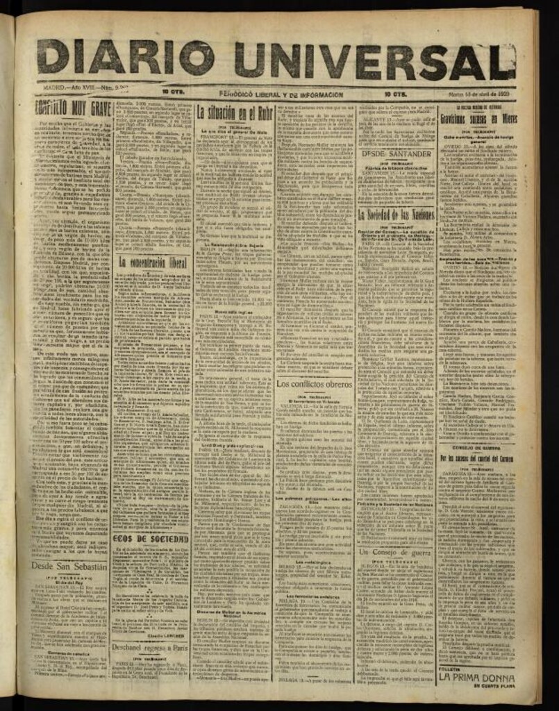 Miniatura de Diario Universal del 13 de abril de 1920