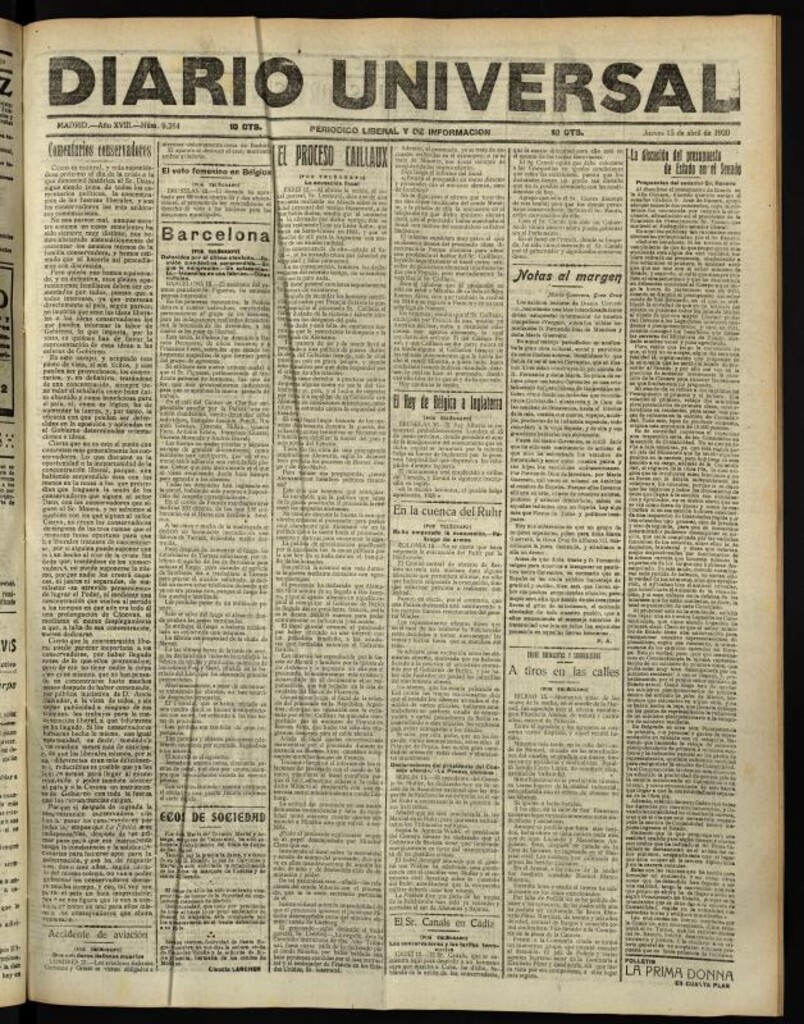 Miniatura de Diario Universal del 15 de abril de 1920