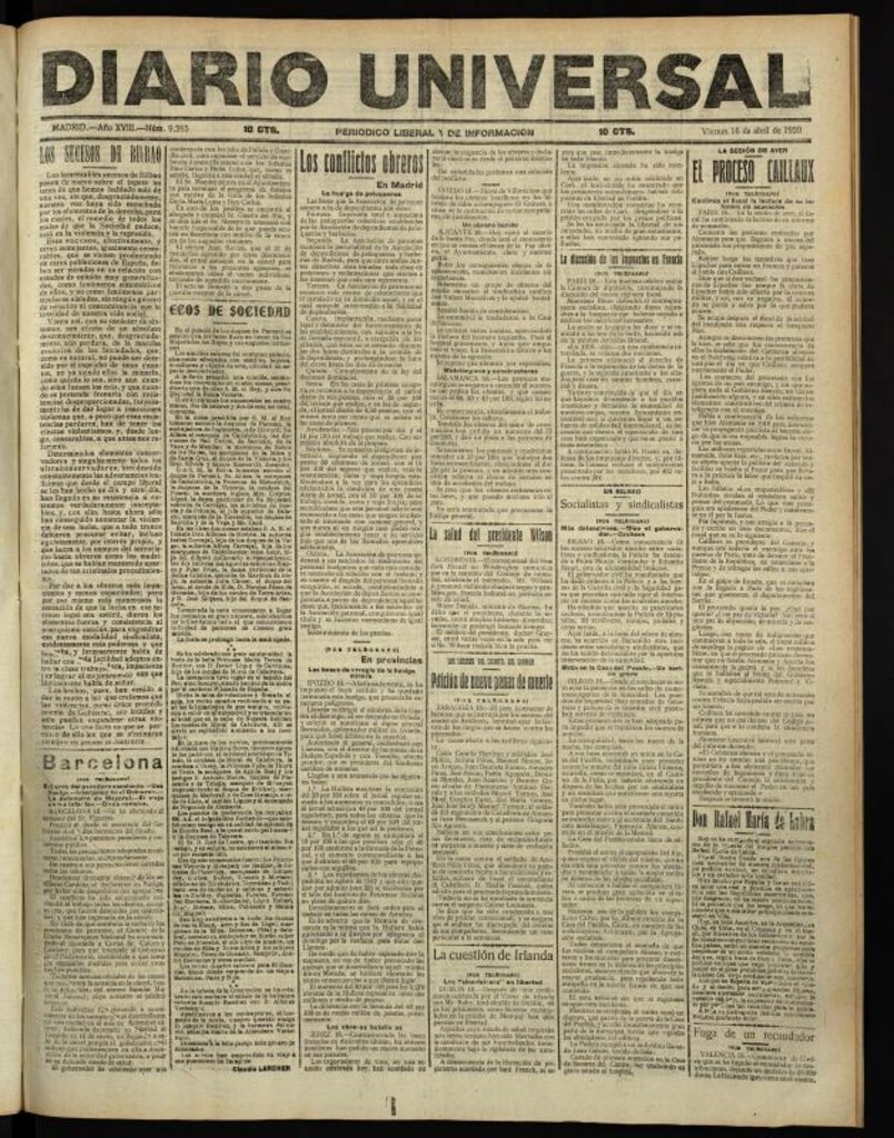 Miniatura de Diario Universal del 16 de abril de 1920