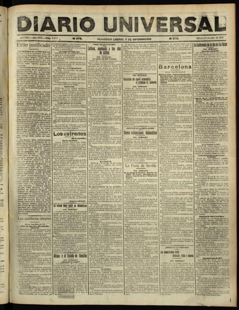 Miniatura de Diario Universal del 24 de abril de 1920