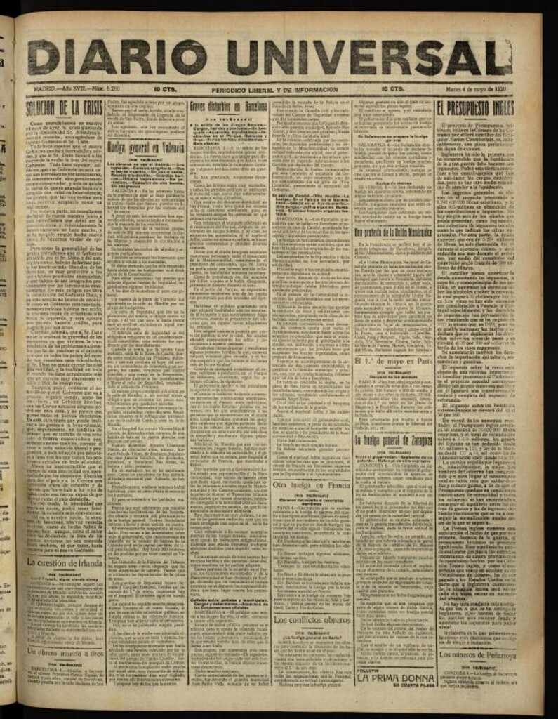 Miniatura de Diario Universal del 4 de mayo de 1920