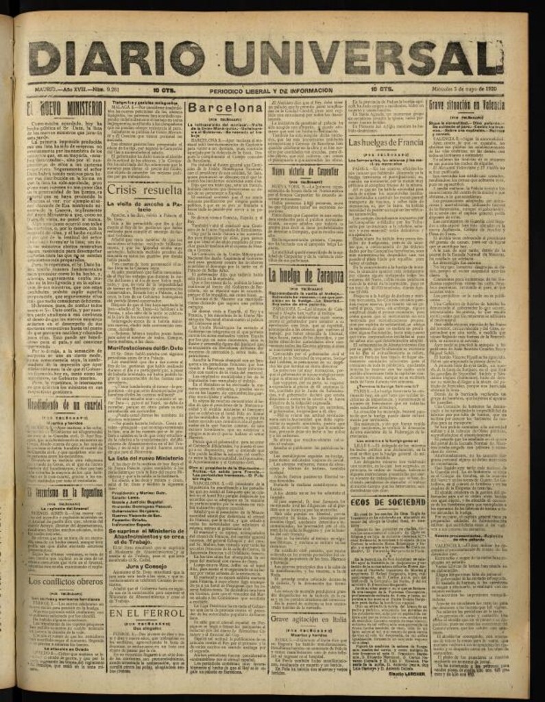Miniatura de Diario Universal del 5 de mayo de 1920