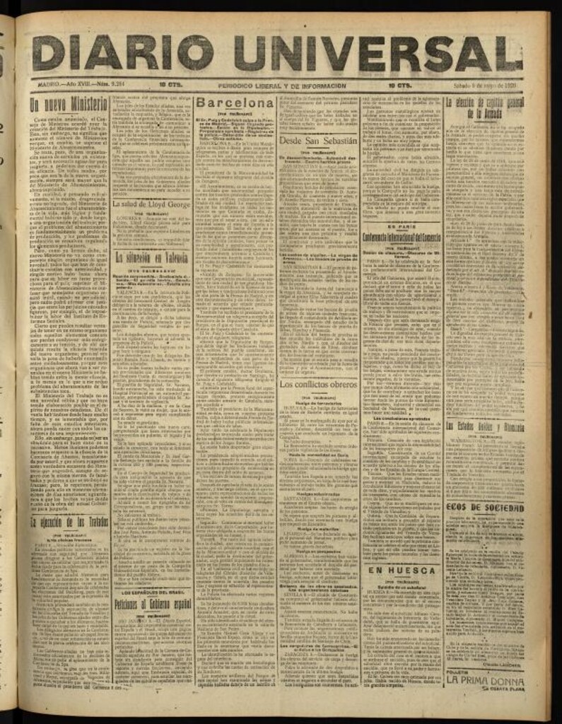 Miniatura de Diario Universal del 8 de mayo de 1920