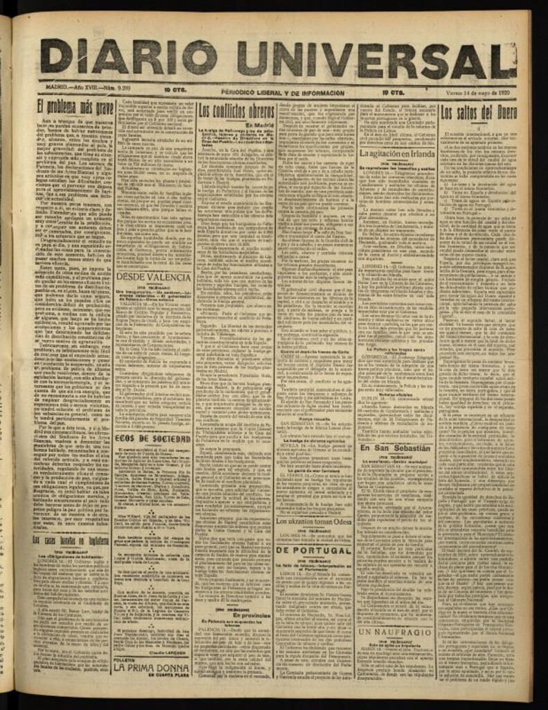 Miniatura de Diario Universal del 14 de mayo de 1920