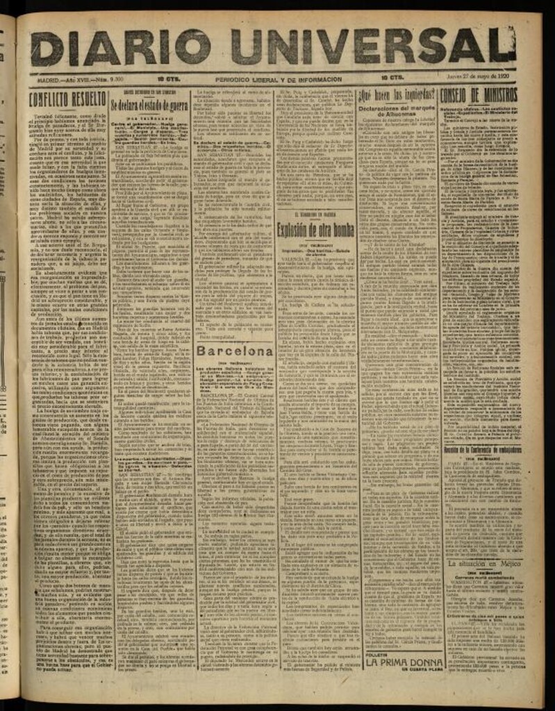 Miniatura de Diario Universal del 27 de mayo de 1920