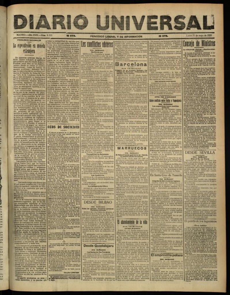 Miniatura de Diario Universal del 31 de mayo de 1920