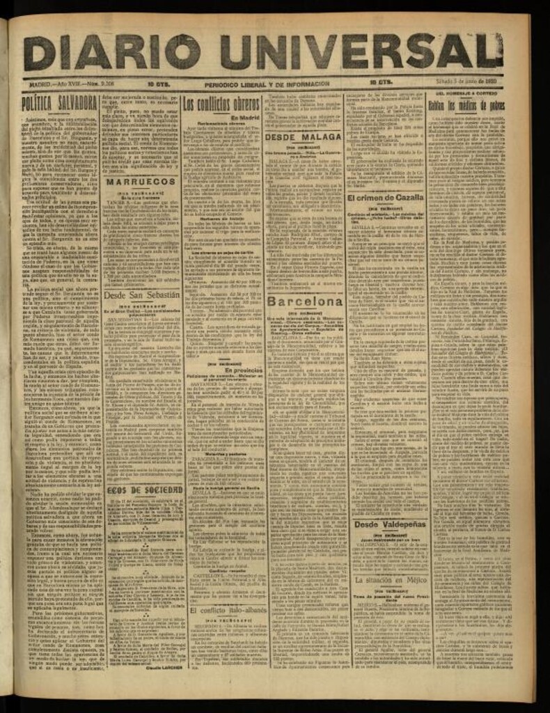 Miniatura de Diario Universal del 5 de junio de 1920
