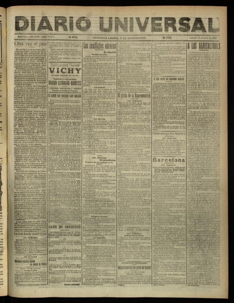 Miniatura de Diario Universal del 12 de junio de 1920