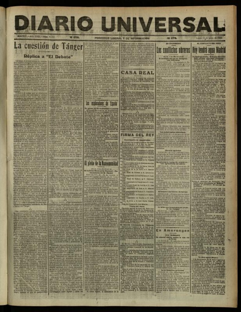 Miniatura de Diario Universal del 21 de junio de 1920