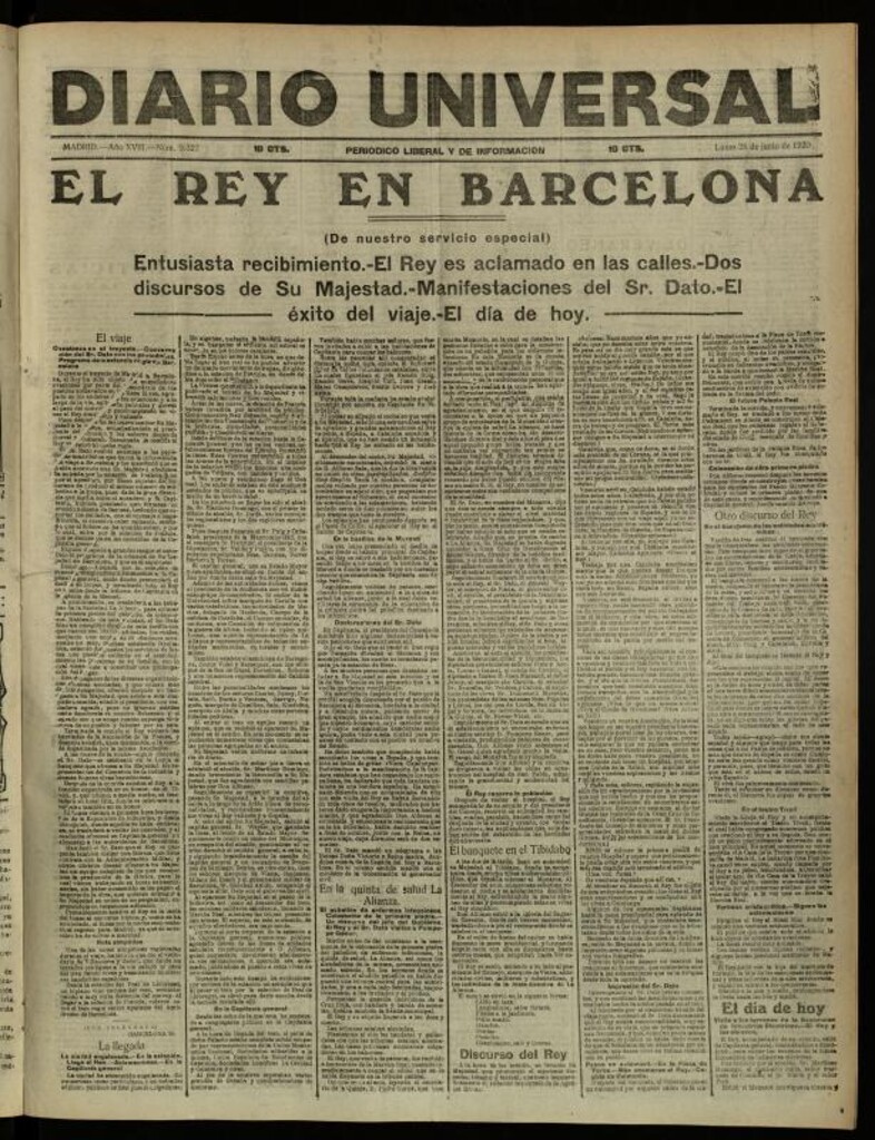 Miniatura de Diario Universal del 28 de junio de 1920