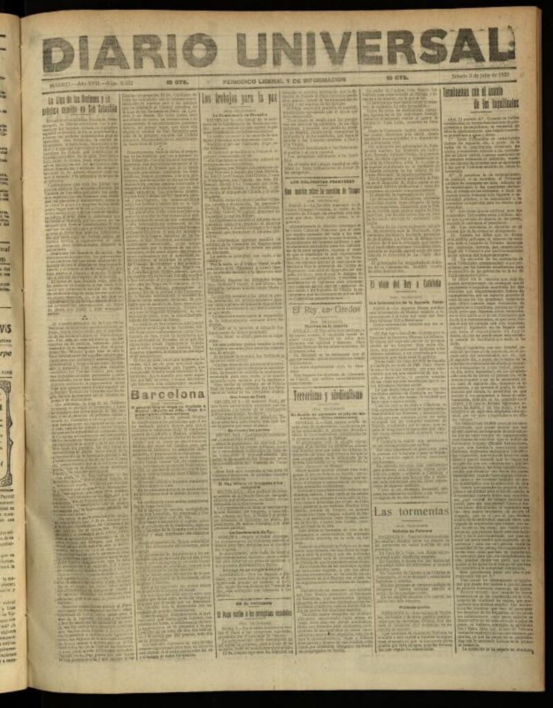 Miniatura de Diario Universal del 3 de julio de 1920