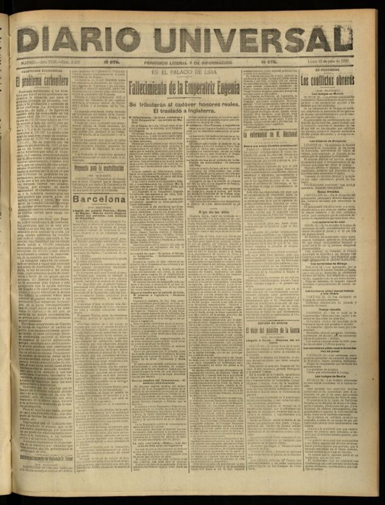 Miniatura de Diario Universal del 12 de julio de 1920