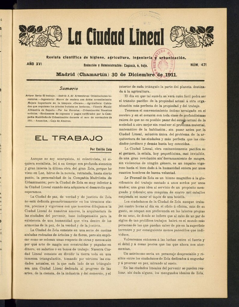 Miniatura de La Ciudad Lineal : órgano oficial de la Compañía Madrileña de Urbanización del 30 de diciembre de 1911