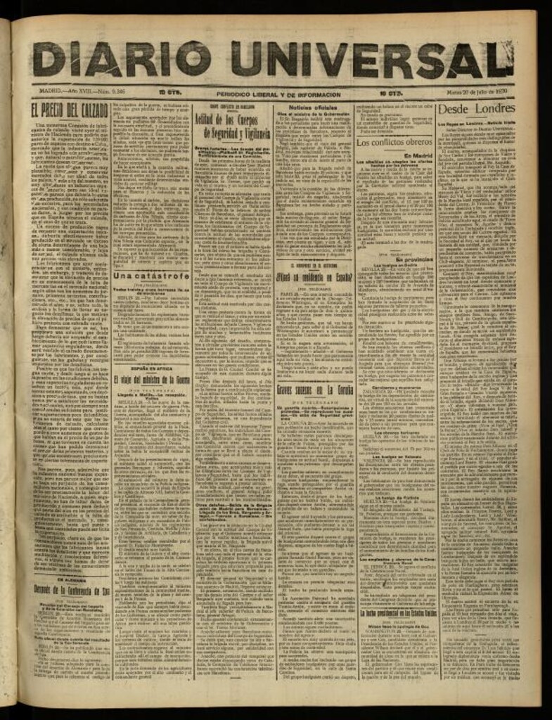 Miniatura de Diario Universal del 20 de julio de 1920
