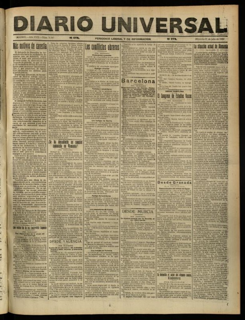 Miniatura de Diario Universal del 21 de julio de 1920