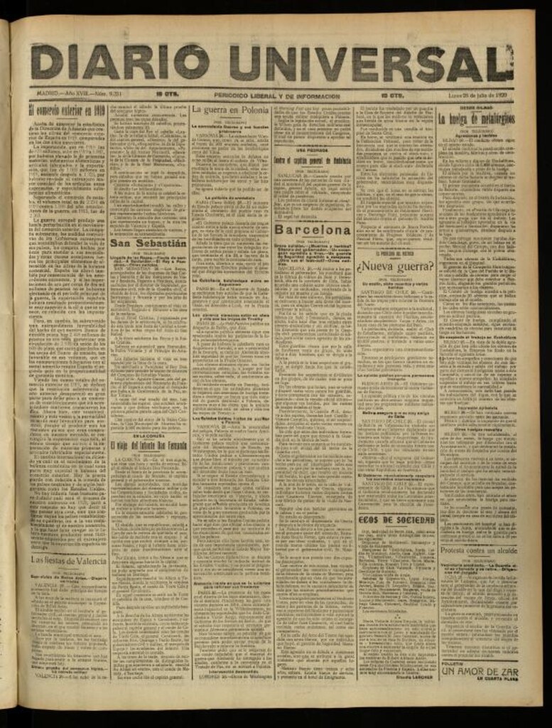 Miniatura de Diario Universal del 26 de julio de 1920