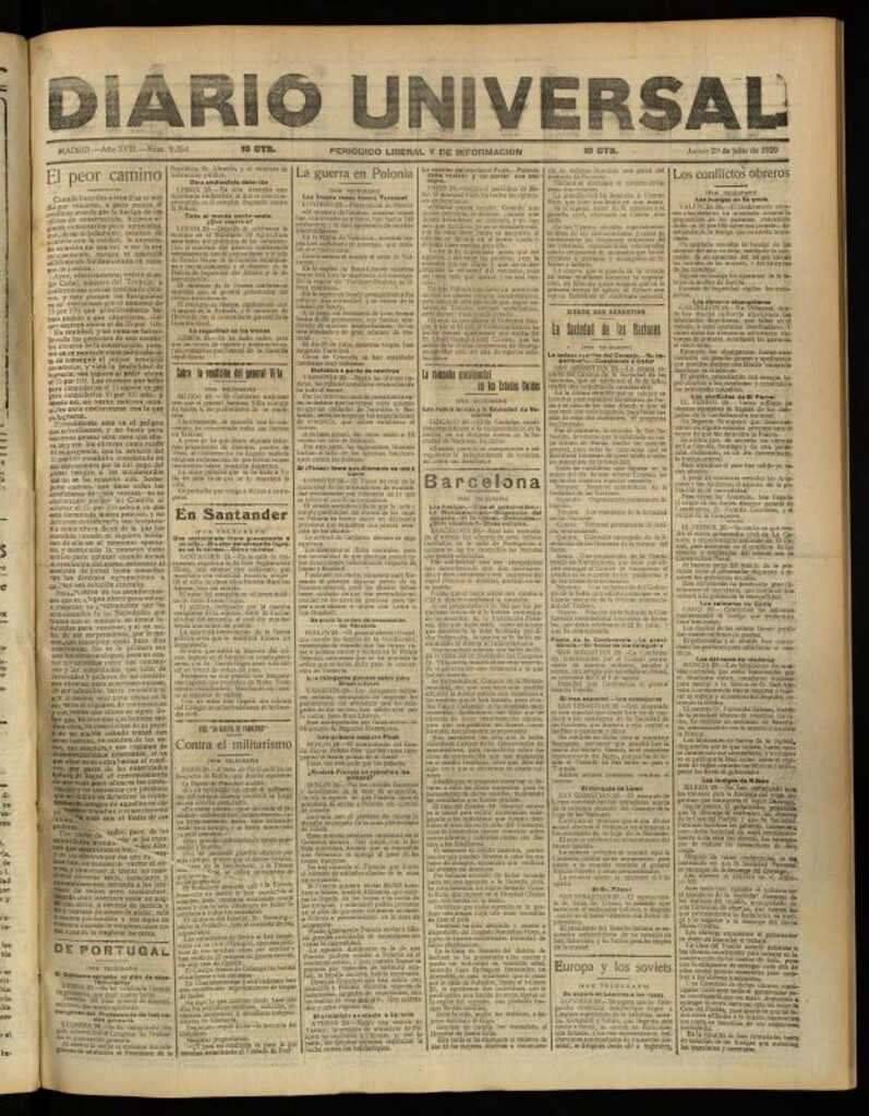 Miniatura de Diario Universal del 29 de julio de 1920