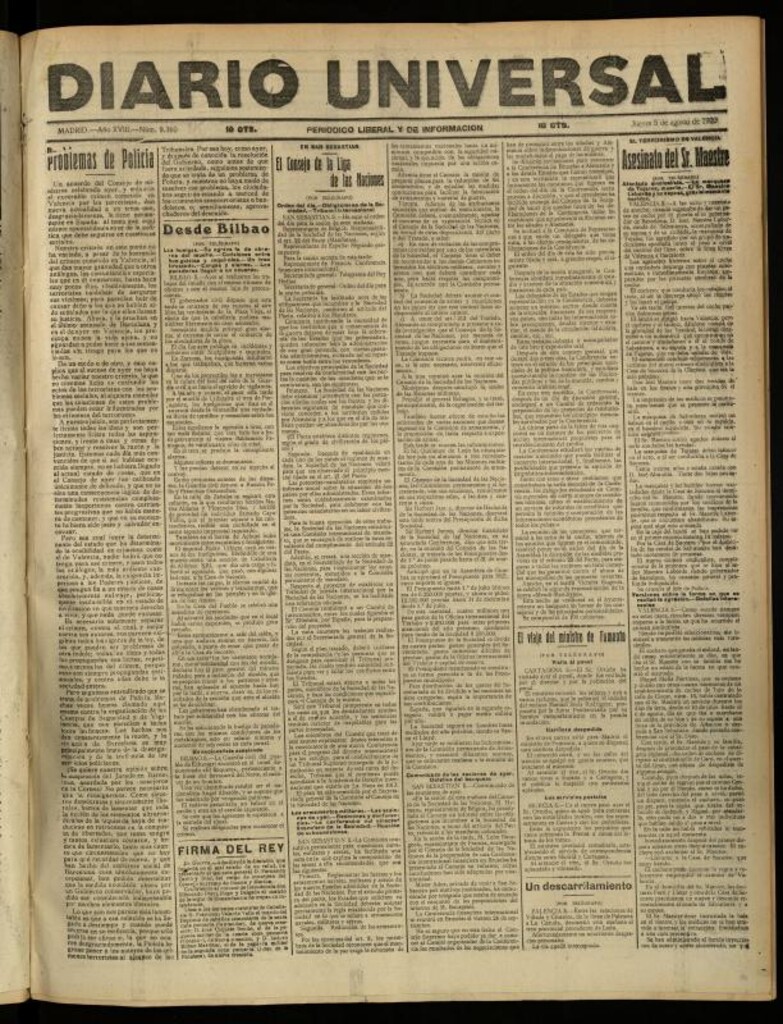 Miniatura de Diario Universal del 5 de agosto de 1920