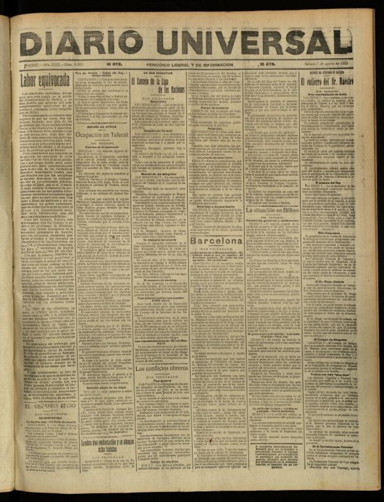 Miniatura de Diario Universal del 7 de agosto de 1920