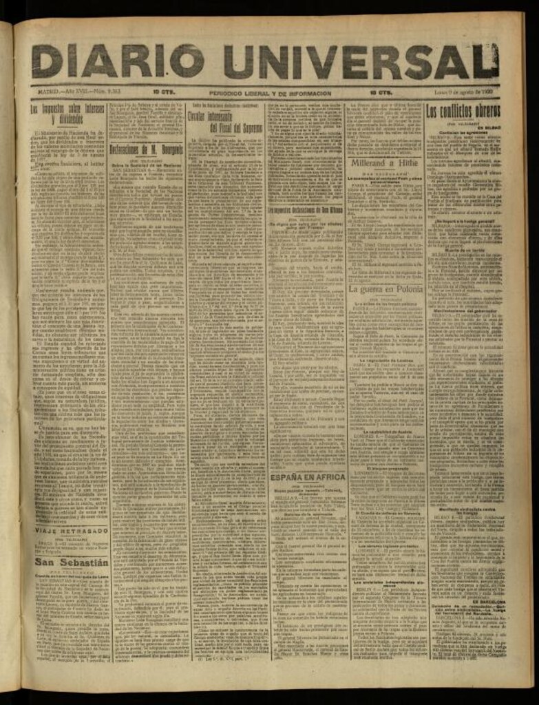 Miniatura de Diario Universal del 9 de agosto de 1920