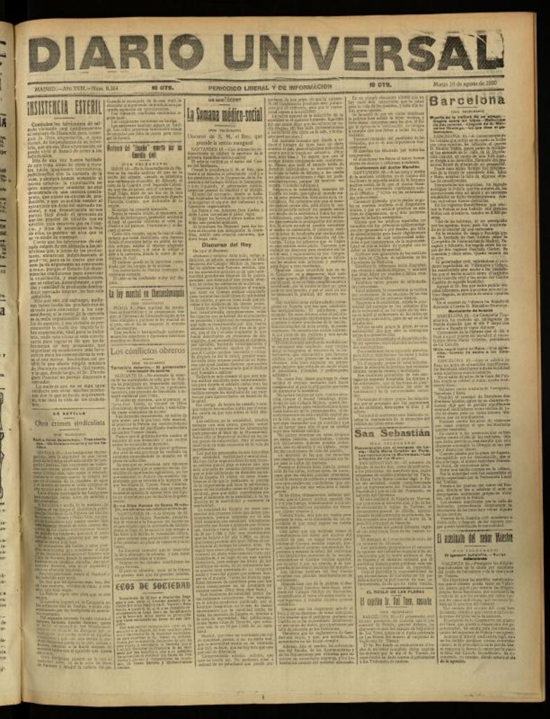 Miniatura de Diario Universal del 10 de agosto de 1920