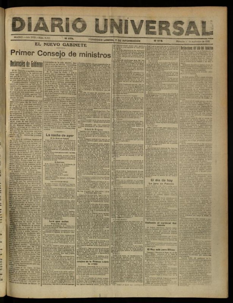Miniatura de Diario Universal del 1 de septiembre de 1920