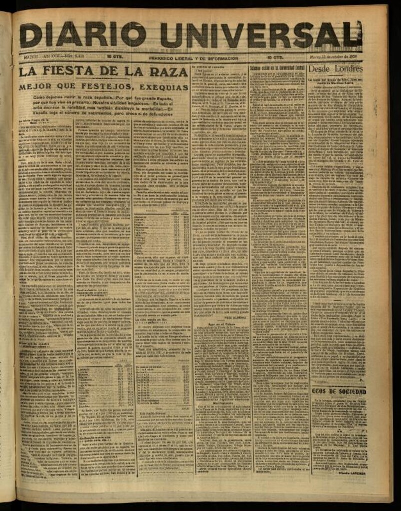 Miniatura de Diario Universal del 12 de octubre de 1920