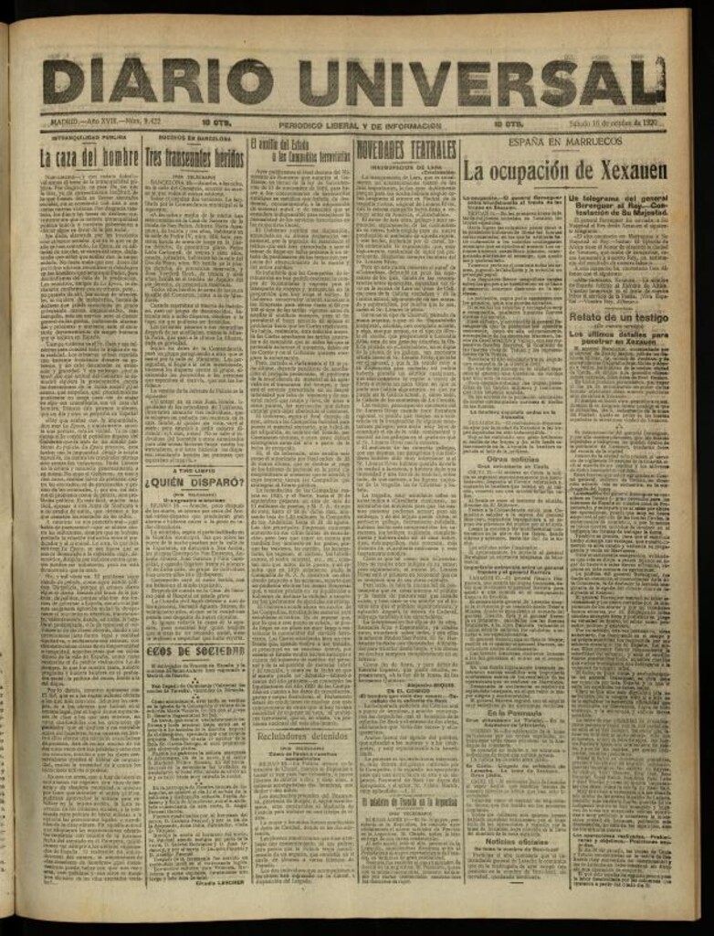 Miniatura de Diario Universal del 16 de octubre de 1920