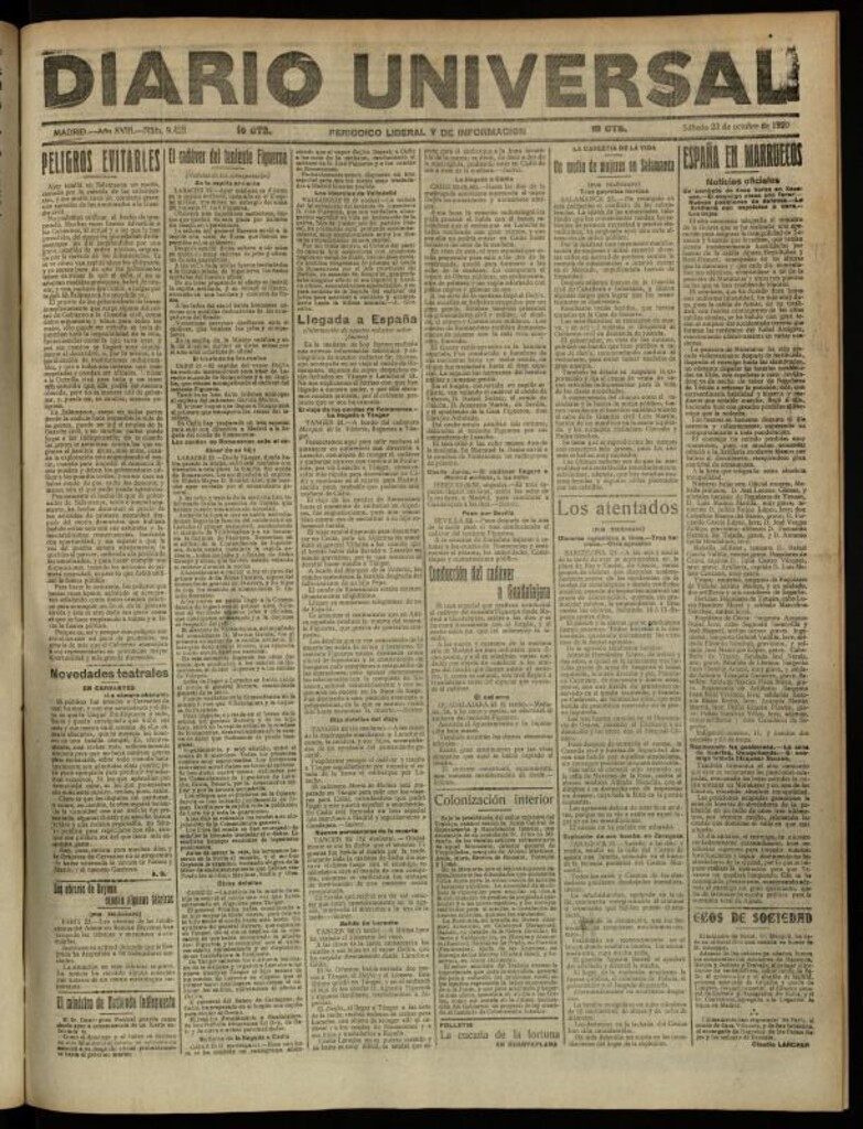 Miniatura de Diario Universal del 23 de octubre de 1920