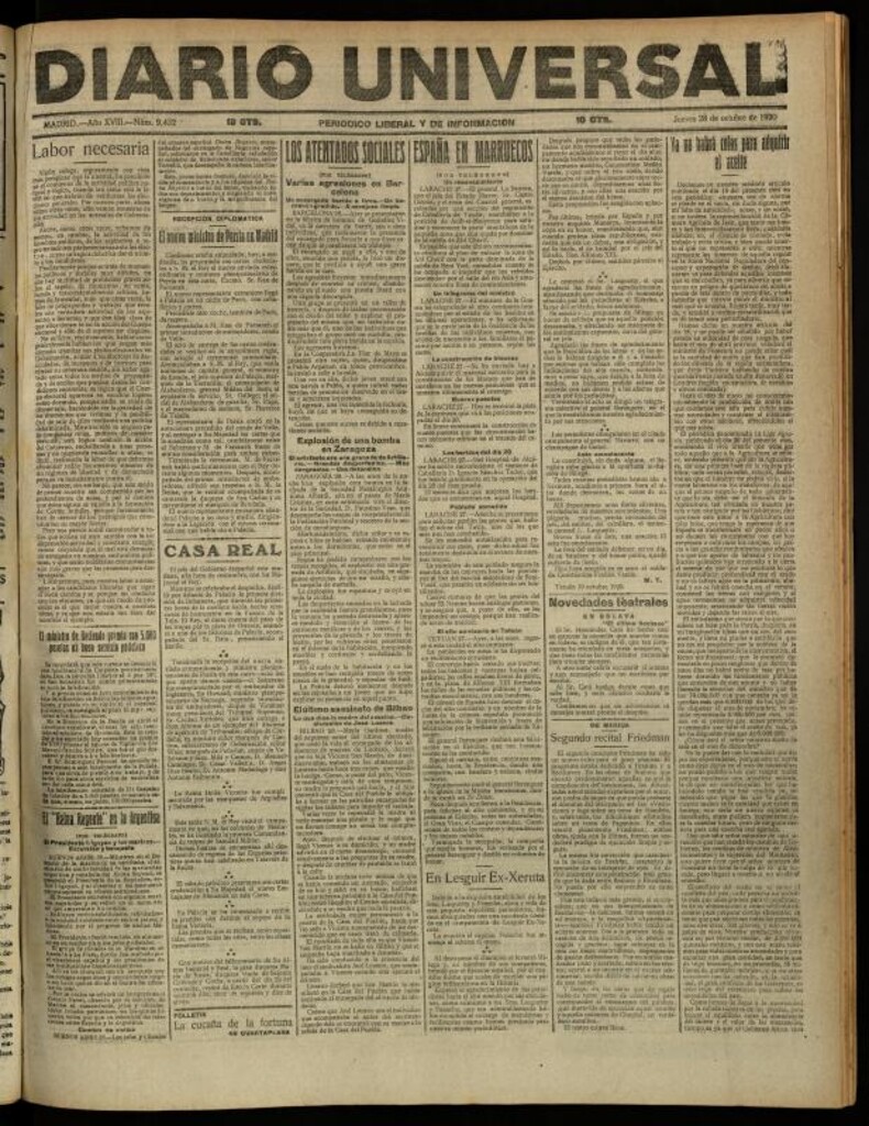 Miniatura de Diario Universal del 28 de octubre de 1920
