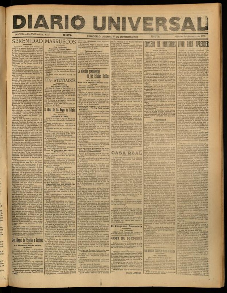 Miniatura de Diario Universal del 3 de noviembre de 1920