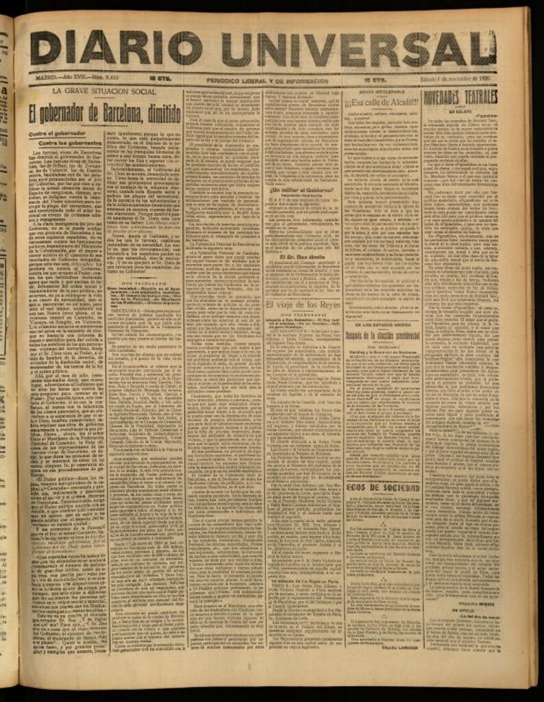 Miniatura de Diario Universal del 6 de noviembre de 1920