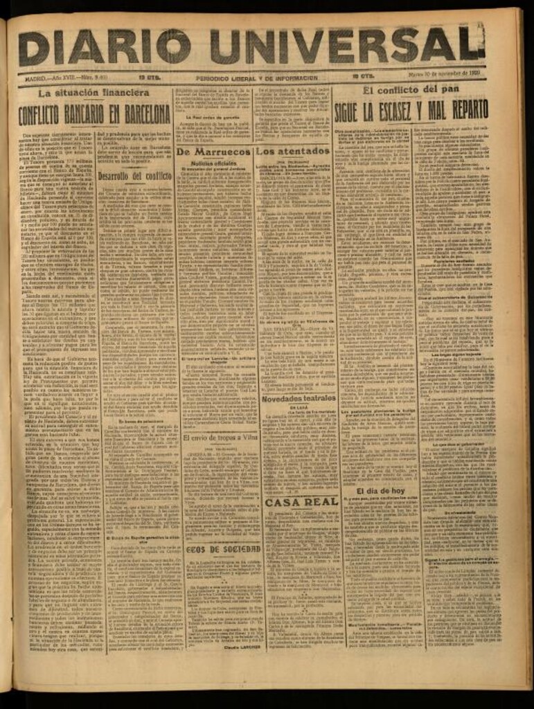 Miniatura de Diario Universal del 30 de noviembre de 1920