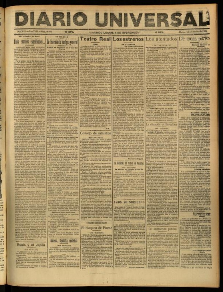 Miniatura de Diario Universal del 7 de diciembre de 1920