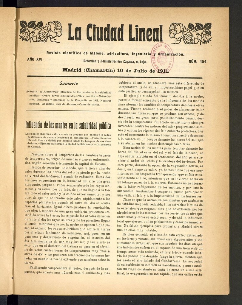 Miniatura de La Ciudad Lineal : órgano oficial de la Compañía Madrileña de Urbanización del 10 de julio de 1911